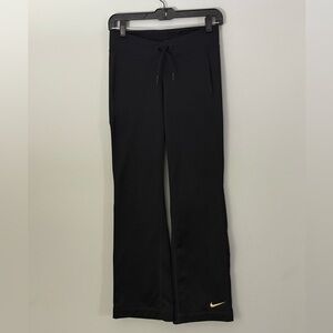 Nike Therma-FIT Flared Bootcut Pants Black Gold Swoosh XS Athletic Warm Up